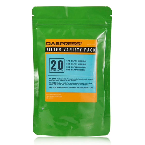 DABPRESS 2x4.5" Variety Rosin Bags - Including 37, 90, 120 and 160 Micron Filter Bags for Starter - 5 Pieces Each